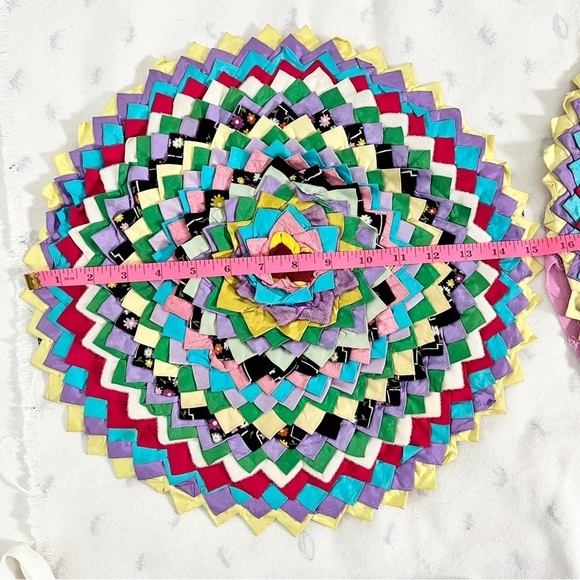 Vintage Handmade Multicolored Arts & Crafts Cottagecore Throw Pillow Covers - Picture 11 of 12